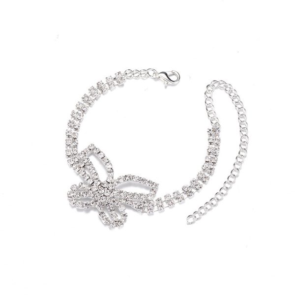 2pcs Butterfly Rhinestone Bracelet And Anklet Set-