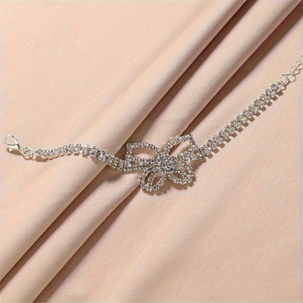 2pcs Butterfly Rhinestone Bracelet And Anklet Set-