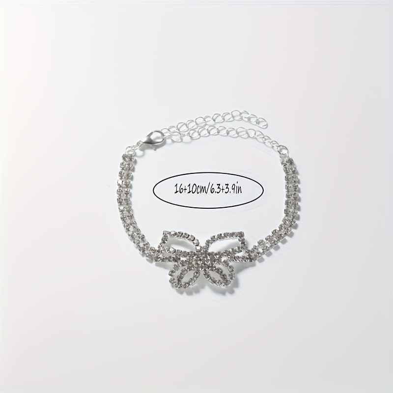 2pcs Butterfly Rhinestone Bracelet And Anklet Set-