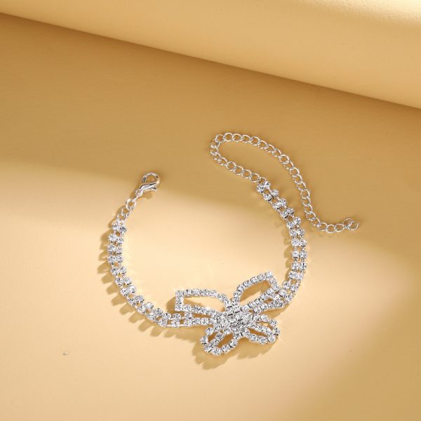 2pcs Butterfly Rhinestone Bracelet And Anklet Set-