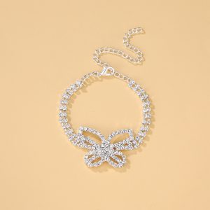 2pcs Butterfly Rhinestone Bracelet And Anklet Set-