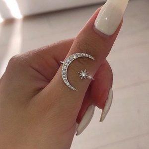 925 Star And Moon Silver Ring