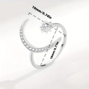 925 Star And Moon Silver Ring