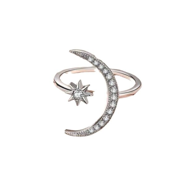 925 Star And Moon Silver Ring