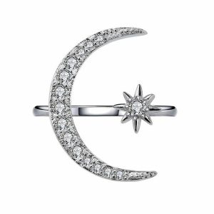 925 Star And Moon Silver Ring