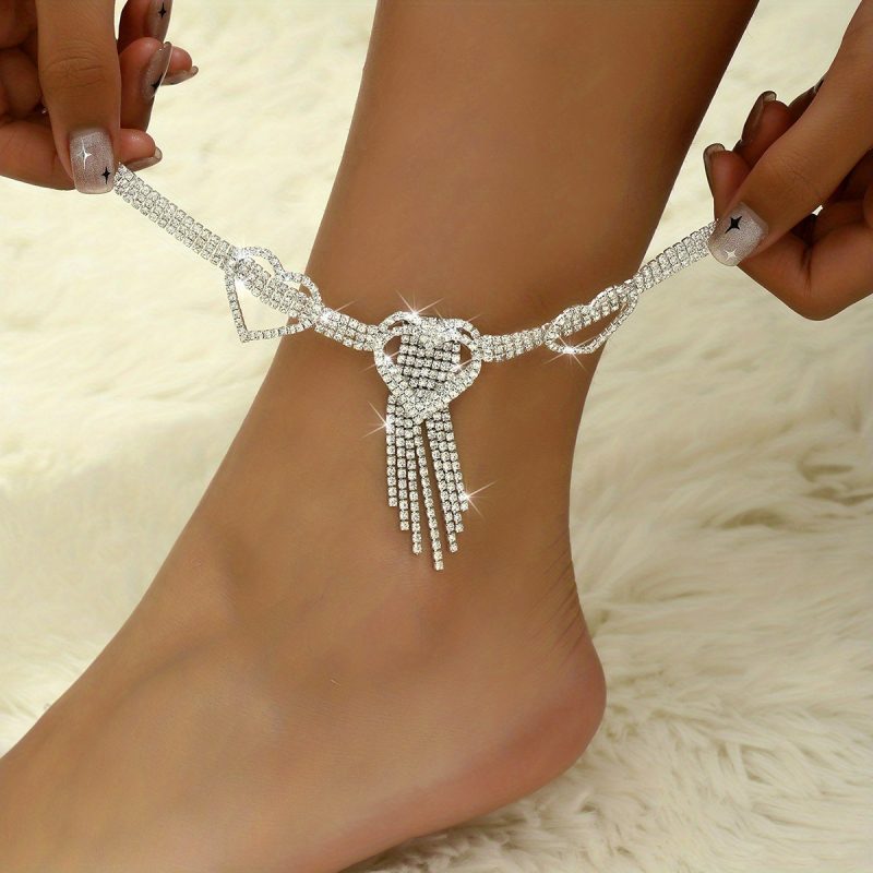 Love Heart Rhinestone Foot Jewelry